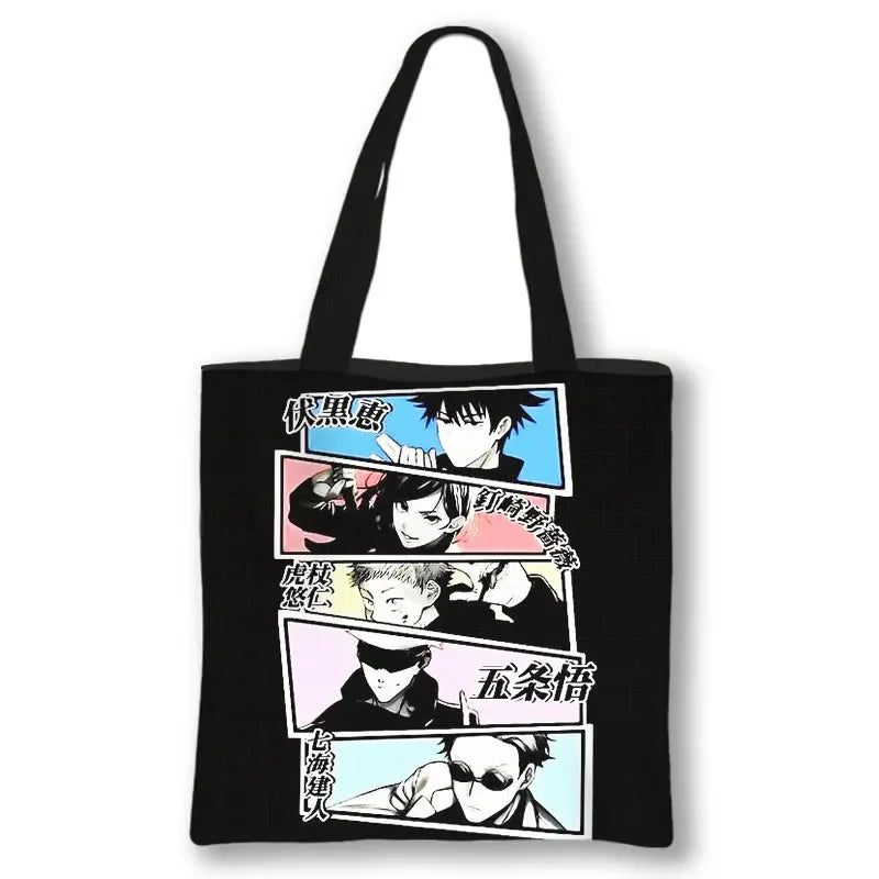 Japanese Anime Jujutsu Kaisen Tote Bags Gojo Satoru Tops Yuji Itadori Girls Shoulder Bag Women Handbag Beach Party Shopping Bag