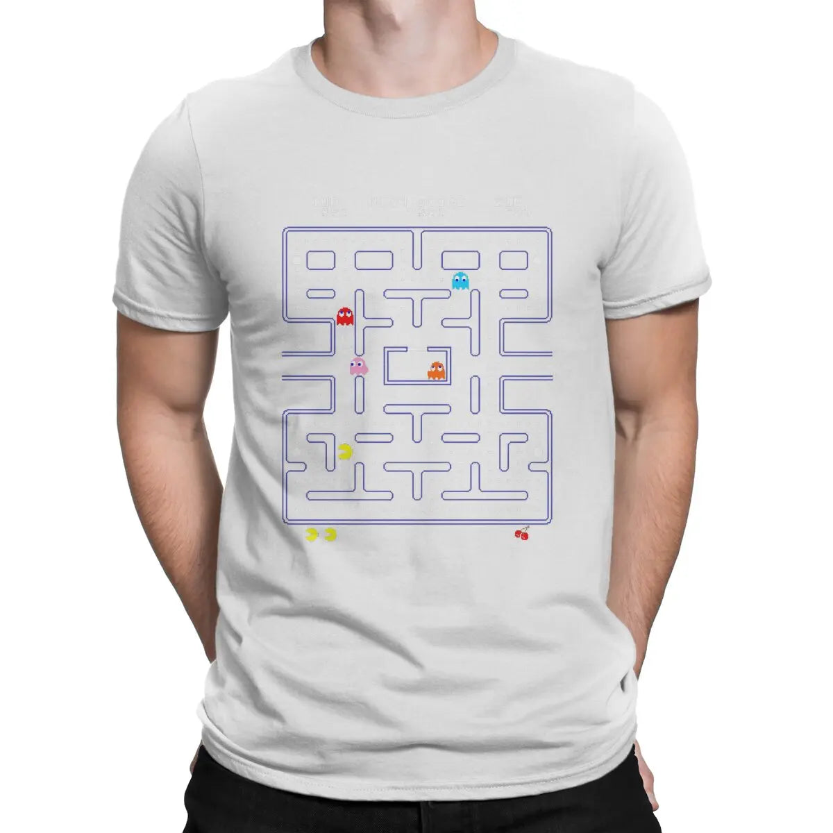 Retro Arcade T Shirts for Men Cotton Vintage T-Shirt Crew Neck Arcade Game Tee Shirt Short Sleeve Clothing Printed