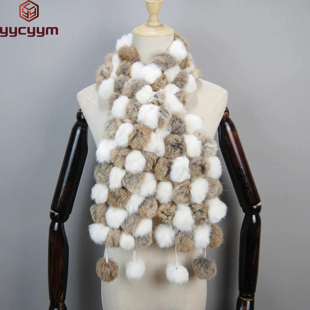 Women Winter Warm Real Rabbit Fur Scarf Hot Sale Natural Rabbit Fur Muffler 2024 Lady 100% Genuine Fur Scarves Wholesale Retail - reetell