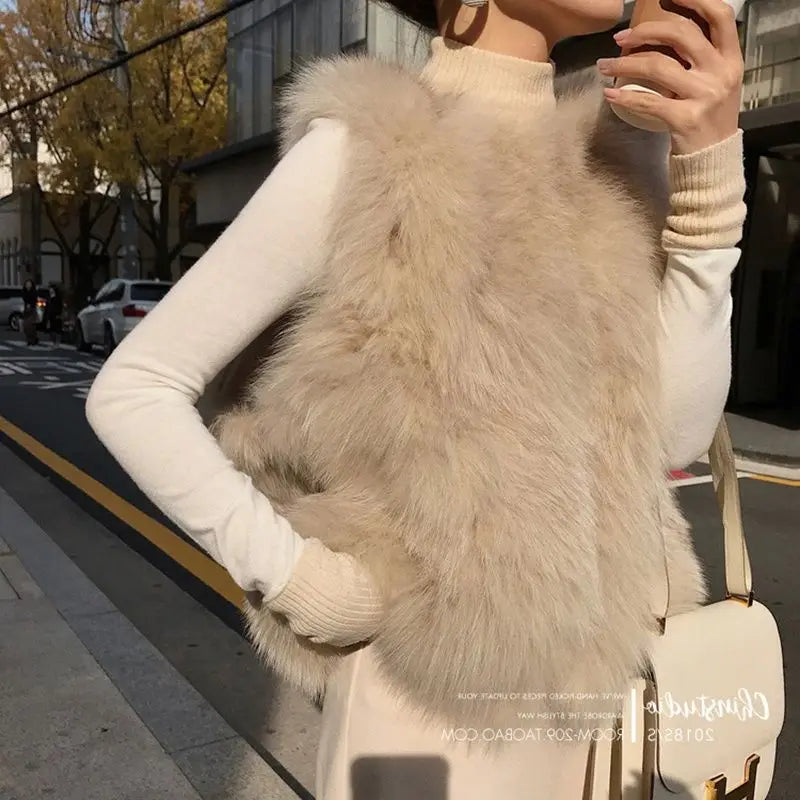 2024 Newest Fashion Quality Fur Vest Coat Warm Women's Vests Winter Furs Fox s Jacket for Women - reetell