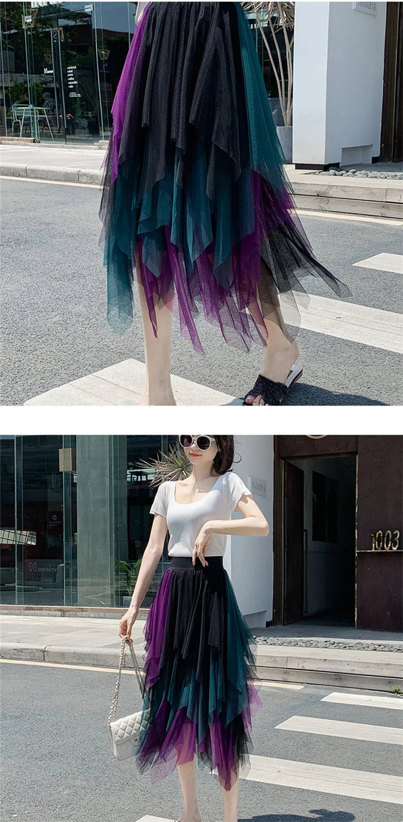 Fashion Summer Tutu Women Skirt Harajuku Tulle Bottom Faldas Casual High Waist Midi Mesh Skirts Woman Clothes Saia Jupe Femme - reetell