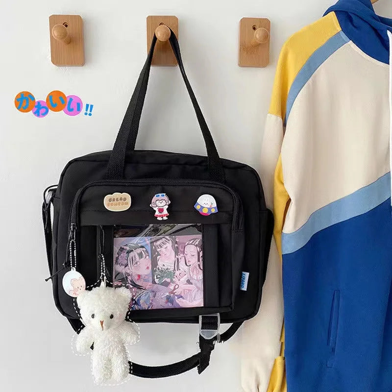 Japanese High School Girls JK Bag Transparent Handbags Book Bag Satchels Shoulder Bag Itabag Big Crossbody Bags Women Ita bag