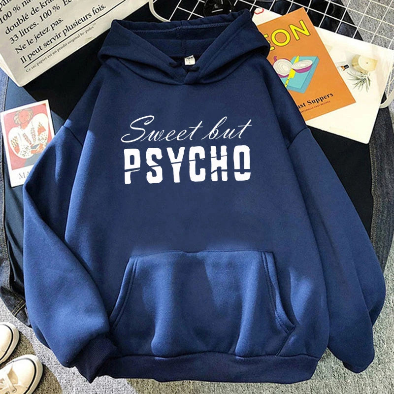 Sweet But Psycho Printed Long Sleeve Pullover Hoodies For Women And Men Couple Casual Sweatshirts Autumn Winter Plus Size Hoodie - reetell