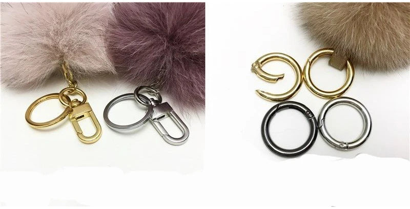 2024 Fluffy Real Fox Fur Ball Poms Keychain For Women Luxury Pompom Keyring Accessories Bag Decoration Emo Trinket Jewelry Gifts