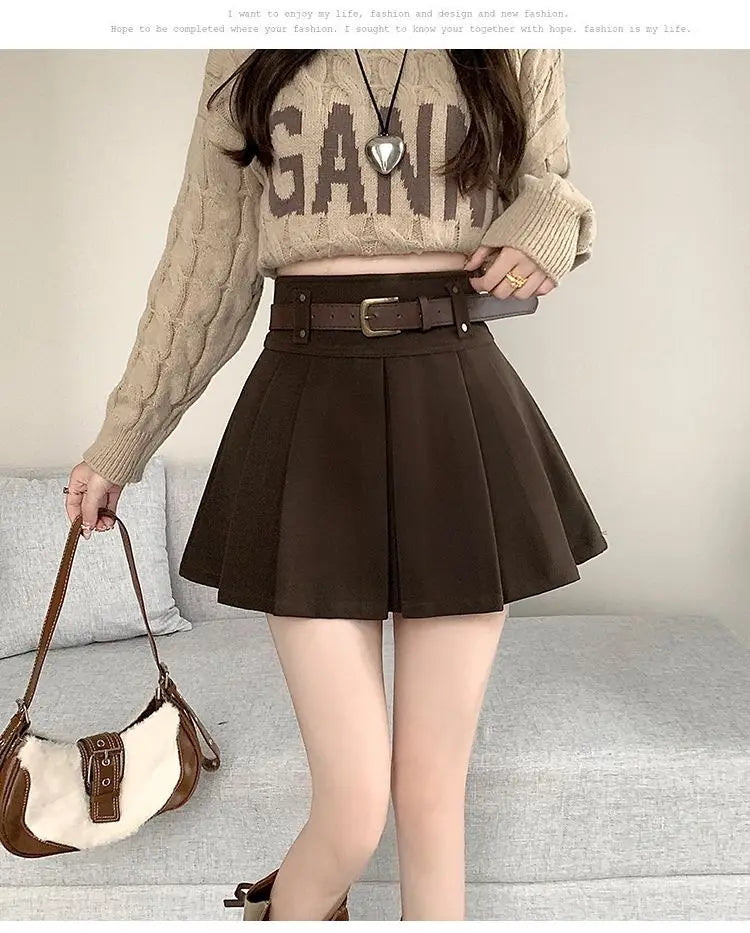 Casual Solid Color High Waist Pleated Fashion Loose Femme A-line Skirt Sweet 2023 New Black Spring Autumn Thin Women's Clothing - reetell