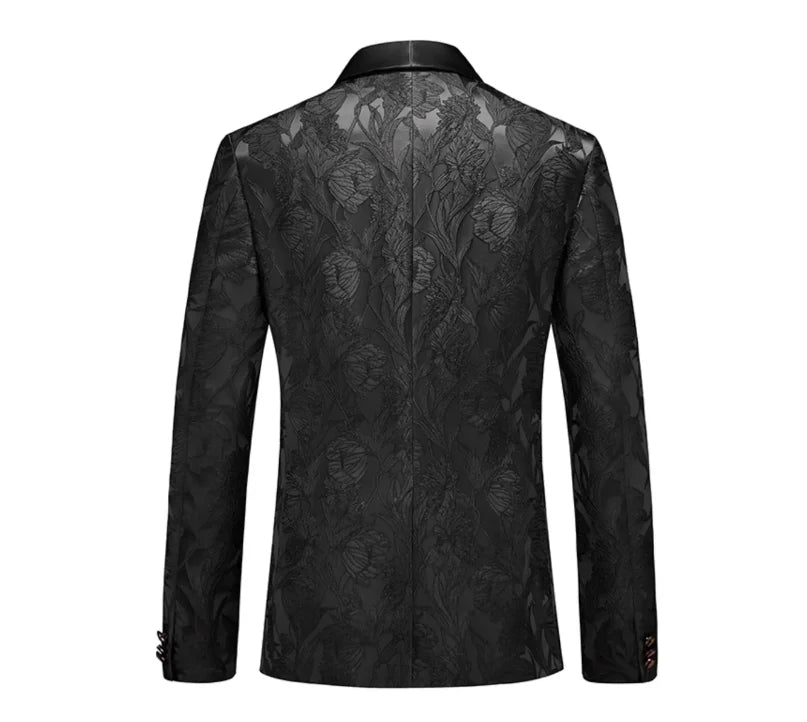 Luxury Brands Mens Clothing Slim Fit Fashion Suits for Men Luxury Jacquard 2 Piece Set Suit Jackets and Suit Pants Wedding Dress - reetell