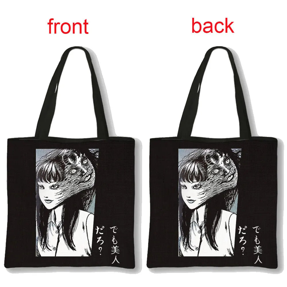 Horror Manga Tomie Women Handbag Large Capacity Totes Bag Hip Hop Junji Ito Shoulder Bag for Travel Girls Reusable Shopping Bags