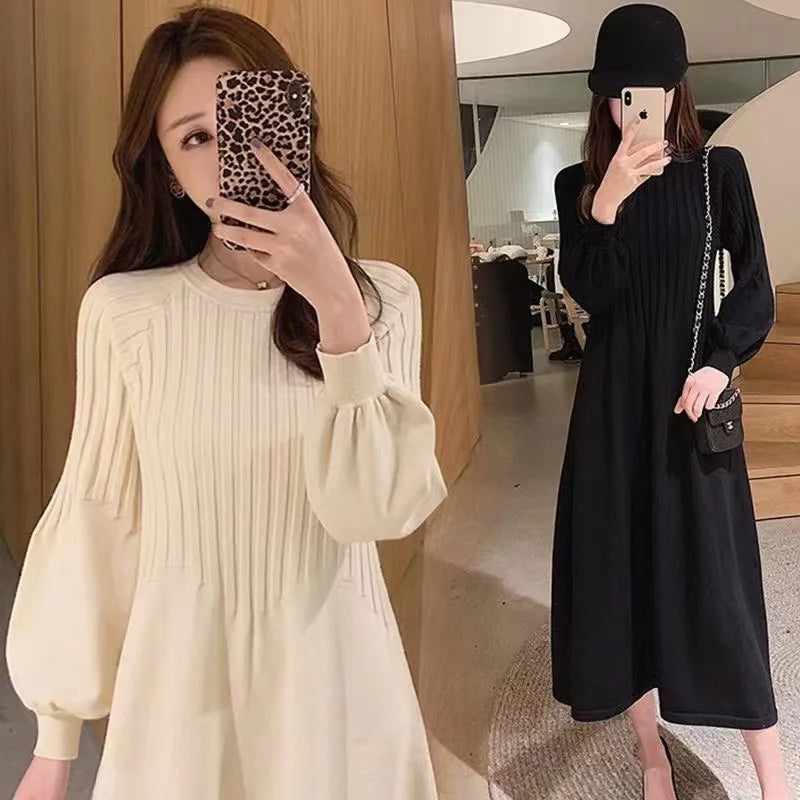 Autumn Winter Korean Fashion Maternity Dress Elegant vestidos A Line Slim Clothes for Pregnant Women Pregnancy photoshoot dress