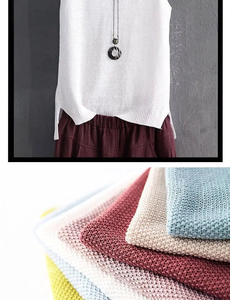 40-100Kg Women Clothing Casual Loose Oversized Solid Sweater Vest Summer Knit Ice Silk T-shirt Chic Sleeveless All-match Tops - reetell