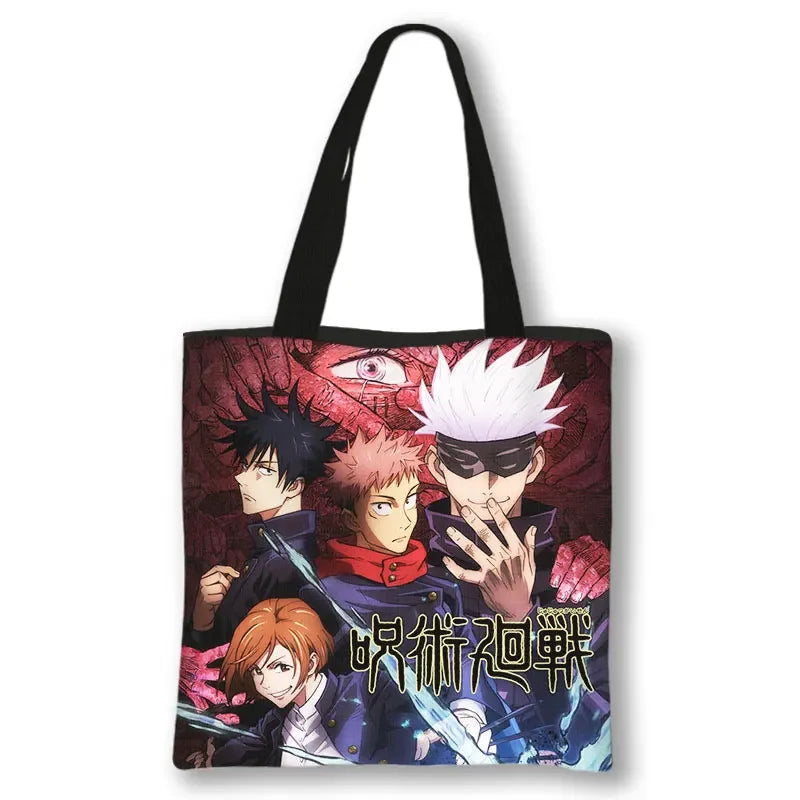 Japanese Anime Jujutsu Kaisen Tote Bags Gojo Satoru Tops Yuji Itadori Girls Shoulder Bag Women Handbag Beach Party Shopping Bag