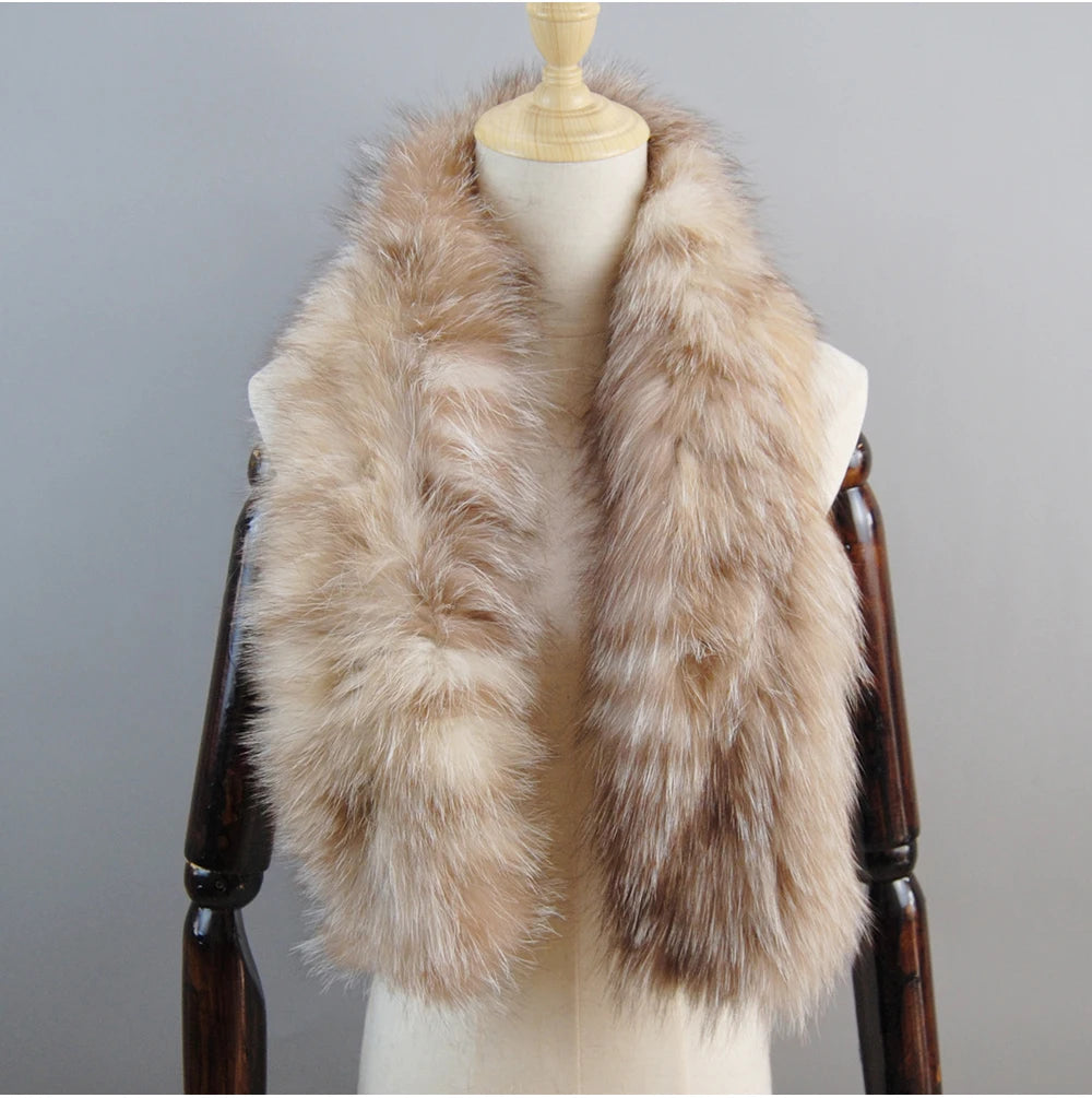 2024 New Women Winter Warm Natural Fox Fur Scarf Ring Knit Real Fox Fur Lady Fashion Neckerchief Scarves Women Real Fur Bandana - reetell