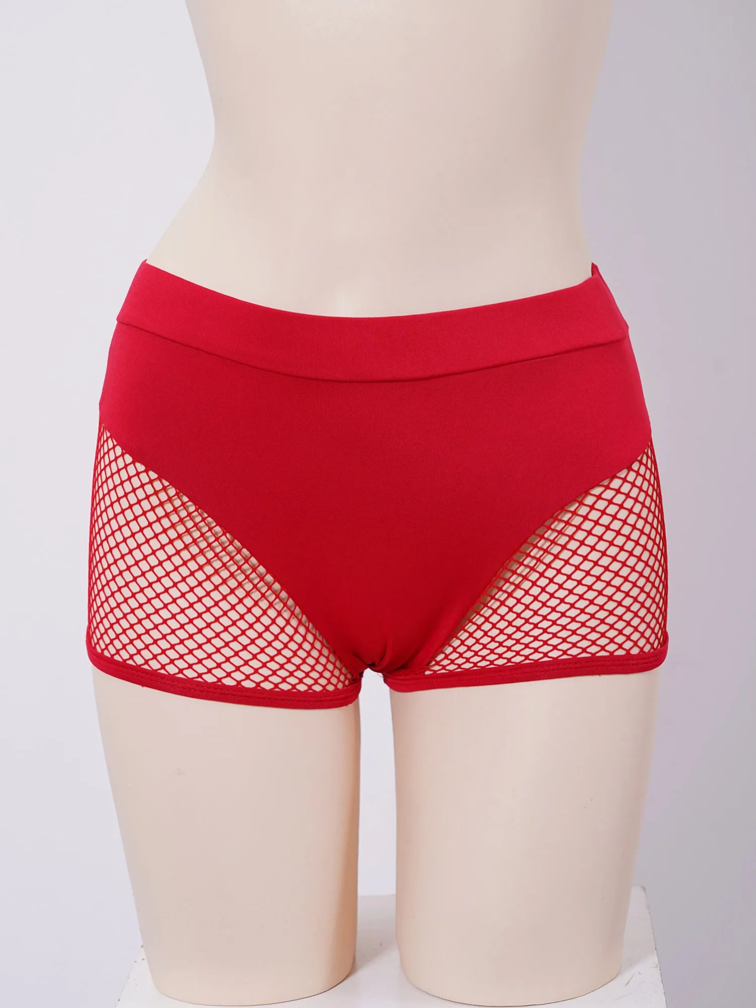 Womens Hollow Out Fishnet Booty Shorts Sexy Lingerie Mid Waist Stretchy Hot Pants for Sports Fitness Yoga Pole Dancing Swimming - reetell