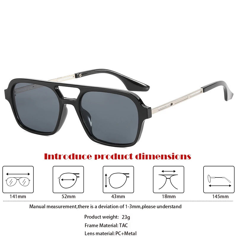 Retro Aviator Sunglasses for Women Men,Trendy Rectangle Womens Mens Shades Sun Glasses - reetell