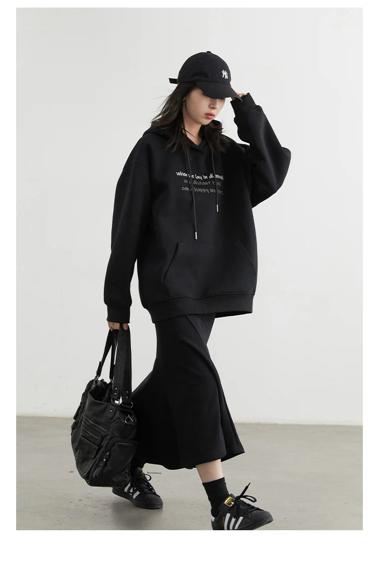 CHIC VEN Women's Sweatshirts Loose Casual New Korean Letter Embroidered Knitted Hoodies Coat Woman Skirt Autumn Winter 2024 - reetell