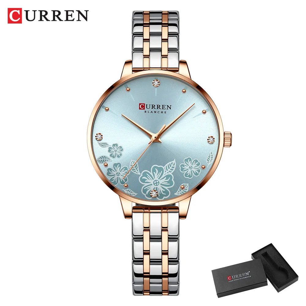 CURREN Brand Fashion Women Watches Stainless Steel Ultra Thin Quartz Watch Woman Romantic Clock Women's Watches Montre Femme