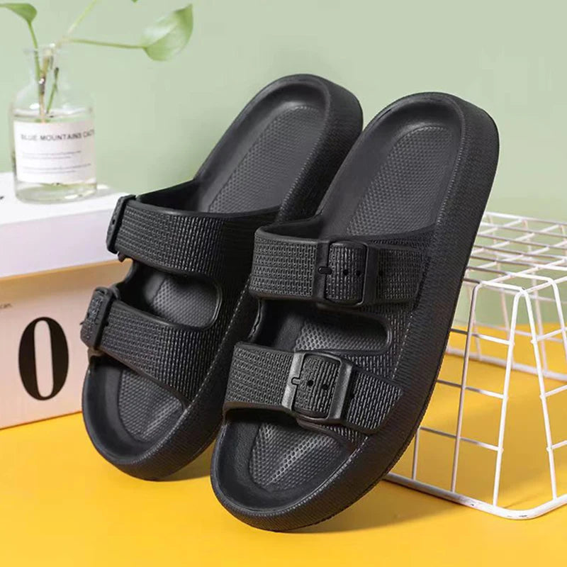 Soft Sole Home Slippers Men Summer Adjustable Buckle Non-Slip Beach Flip Flops Man Comfortable Thick Bottom Platform Sandals