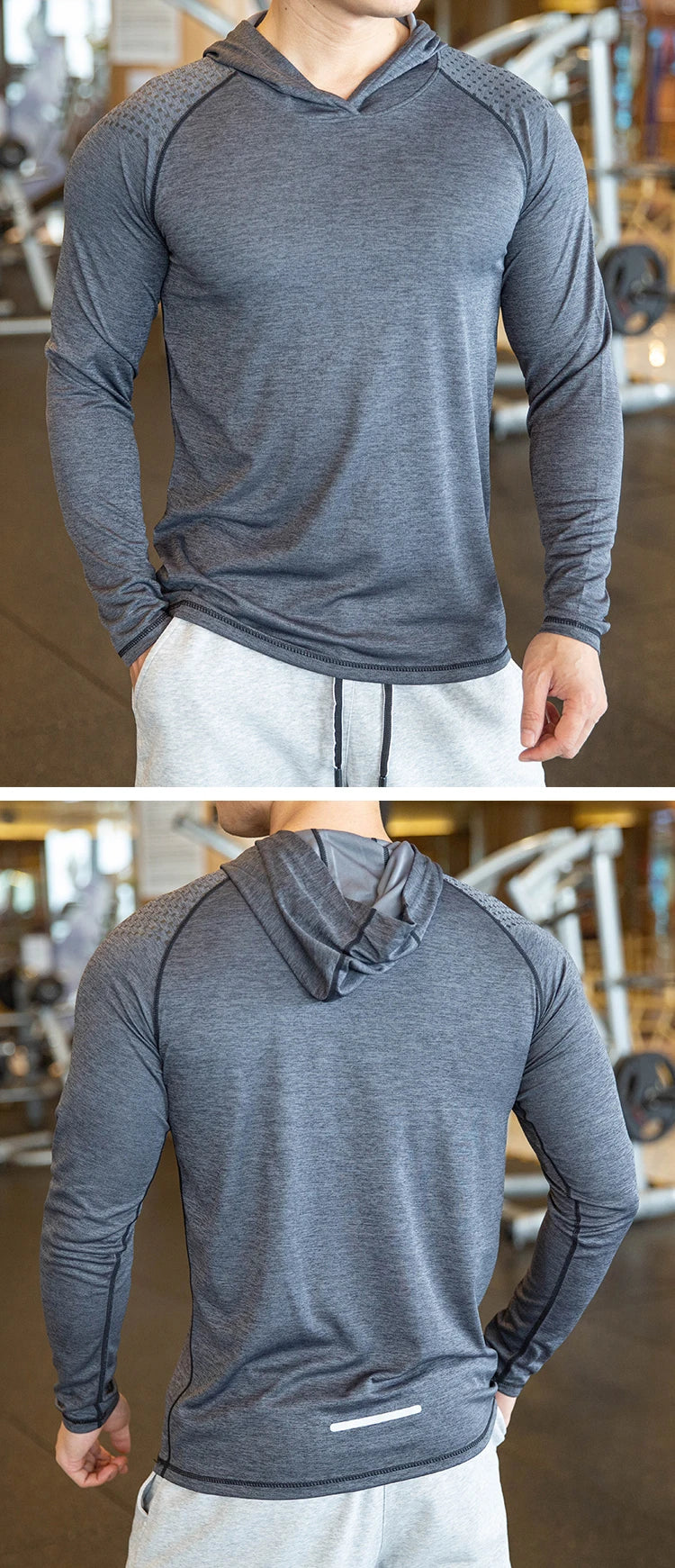 Men Hoodies Summer Running Fitness Casual Hooded Quick Dry Sweatshirts Solid Pullover Shirts with Hood Outdoor Gym Hoodie Man - reetell