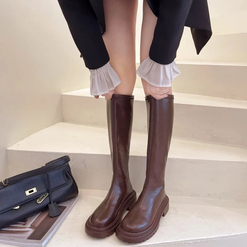 Autumn Women'S Rubber Boots Women Shoes Woman Winter Shoes Low Heels Booties Round Toe Rain Mid Calf Long Boots Botas De Mujer