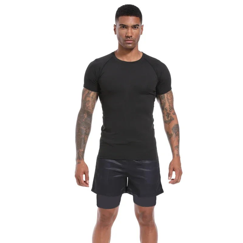 Men's Compression Shirts Summer Short Sleeves Tees T-shirt Gym Workout Fitness Running Tops Undershirts Baselayer Sportswear