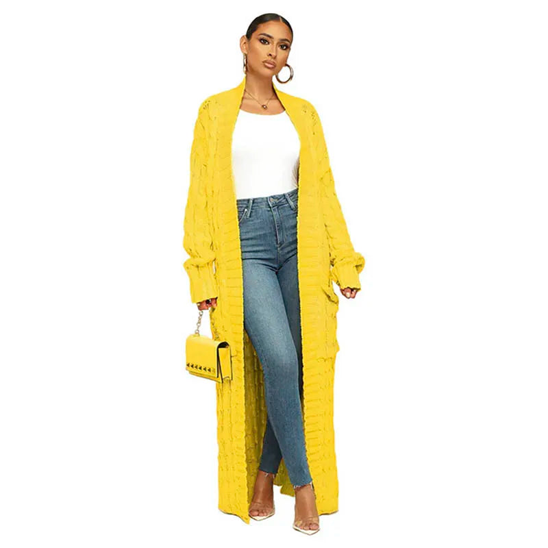 Fashion Women Sweaters 2023 Autumn Winter Solid Knitted Cardigan Loose Long Coat Top Oversized Cardigan Womens Clothing - reetell