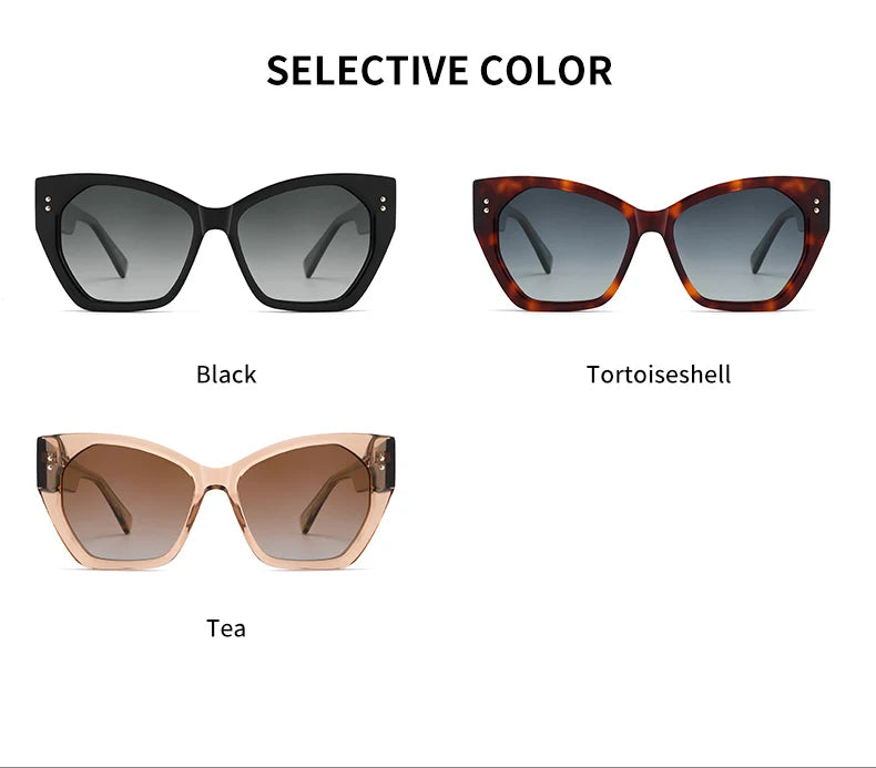 GCV Brand Acetate Appearance Patent Design Women's Butterfly Rectangular Triangle Polarized Sunglasses UV400 Fashion - reetell