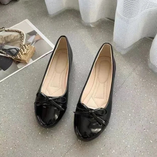 Women's Flat Shoes Comfort Non-slip Ladies  Leather Flats Elegant Bowknot Women's Single Shoes Mother's Shoes - reetell