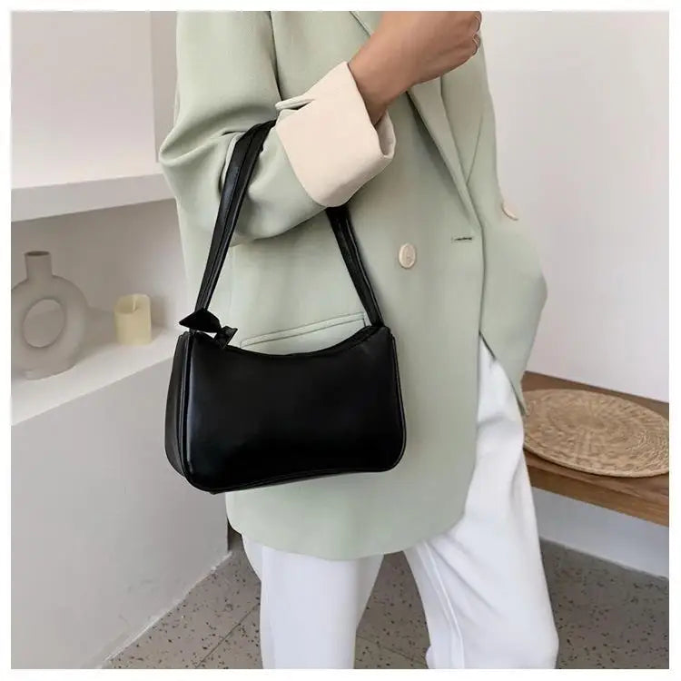 Handle Bag Women Retro Handbag PU Leather Shoulder Totes Underarm Vintage Top Handle Bag Female Small Subaxillary Bags Clutch - reetell