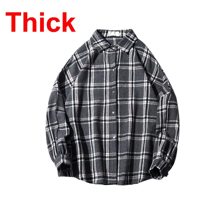 LAPPSTER-Youth  Long Sleeve Winter Y2k Streetwear Fleece Shirts Flannel Harajuku Plaid Shirt Vintage Korean Fashions Clothes