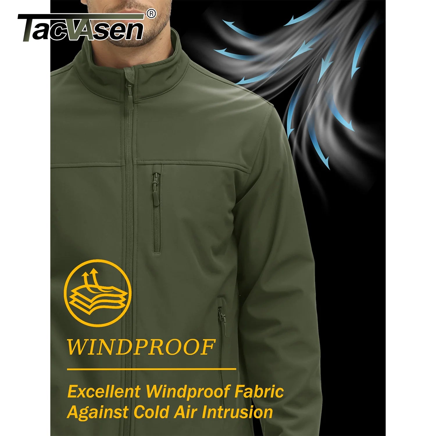 TACVASEN Waterproof Softshell Jackets Mens Winter Fleece Lined Work Jackets Zipper Pocket Outdoor Jacket Male Windbreaker - reetell