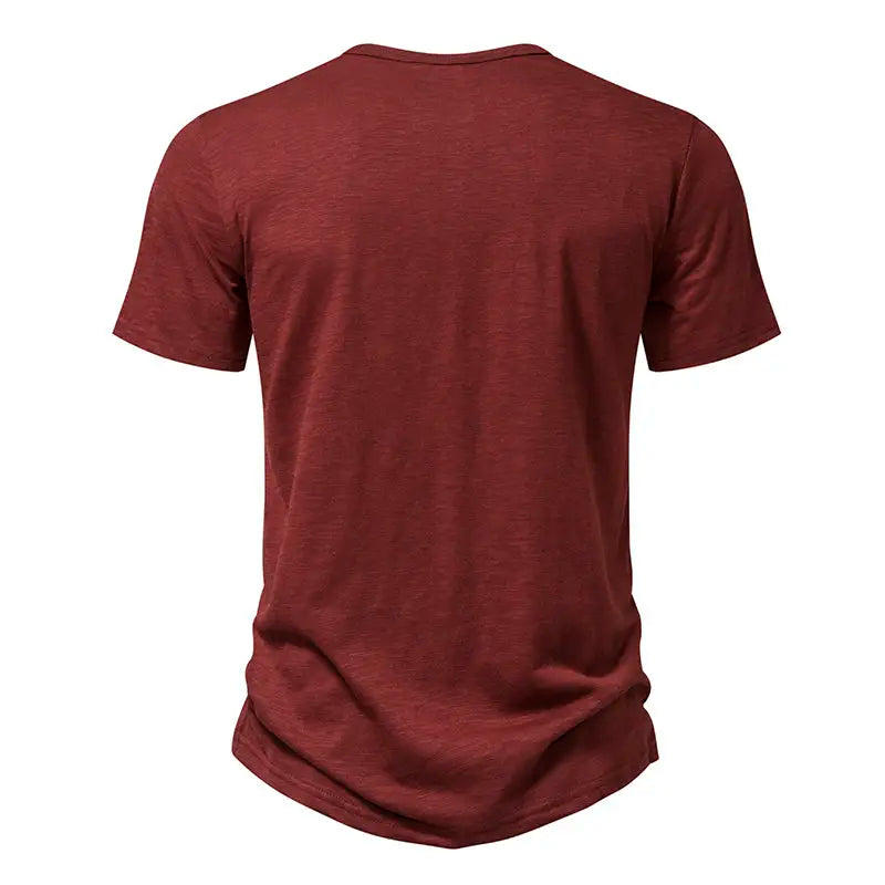 Men's Henley Shirt, Casual Fashion T-shirt, Basic Short Sleeve Top, 100% Cotton Lightweight Tee, Plus Size Camping T-shirt - reetell