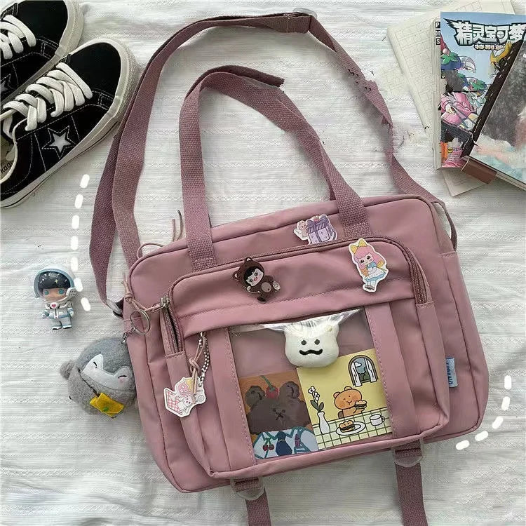 Japanese High School Girls JK Bag Transparent Handbags Book Bag Satchels Shoulder Bag Itabag Big Crossbody Bags Women Ita bag