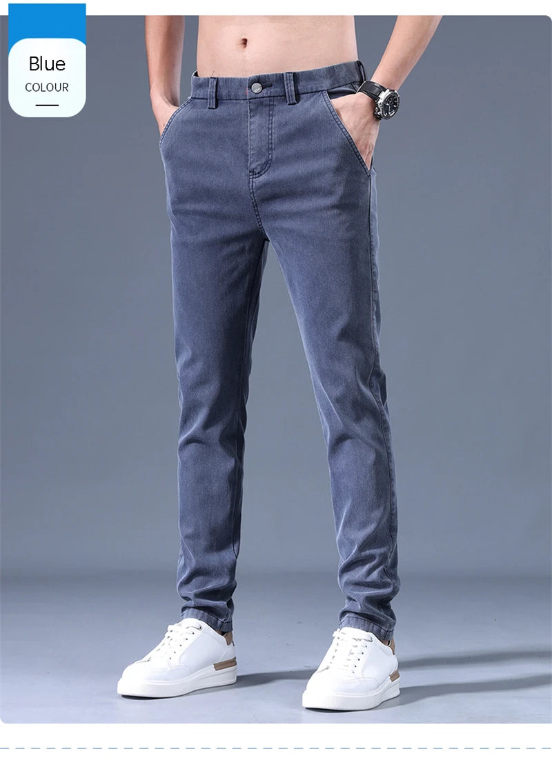 Men's Jeans 2023 New Spring And Autumn Casual Slim Trouser For Men High Quality Business Simple Slim Fit Men's Pant - reetell