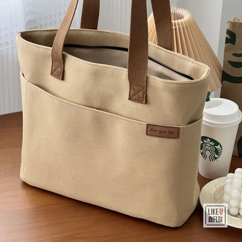 Designer Handbags Japanese Simple Canvas Bags For Women 2024 Summer Fashion Tote Shoulder Bag Collage Student Book/Laptop Bag