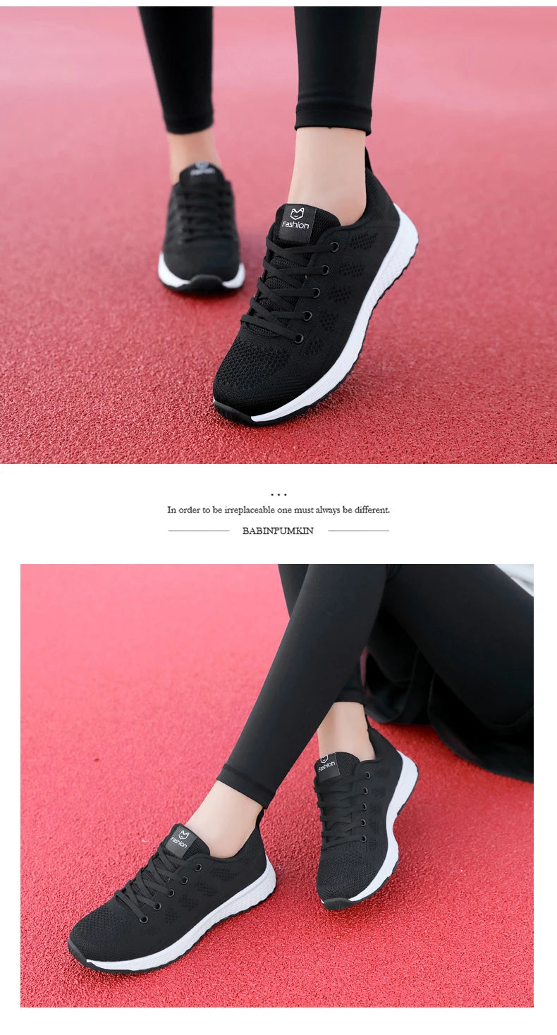 Wedges Shoes for Women Sneakers Mesh Breathable Casual Female Shoes Flat Light Lace-Up Summer Running Shoes Woman Vulcanize Shoe