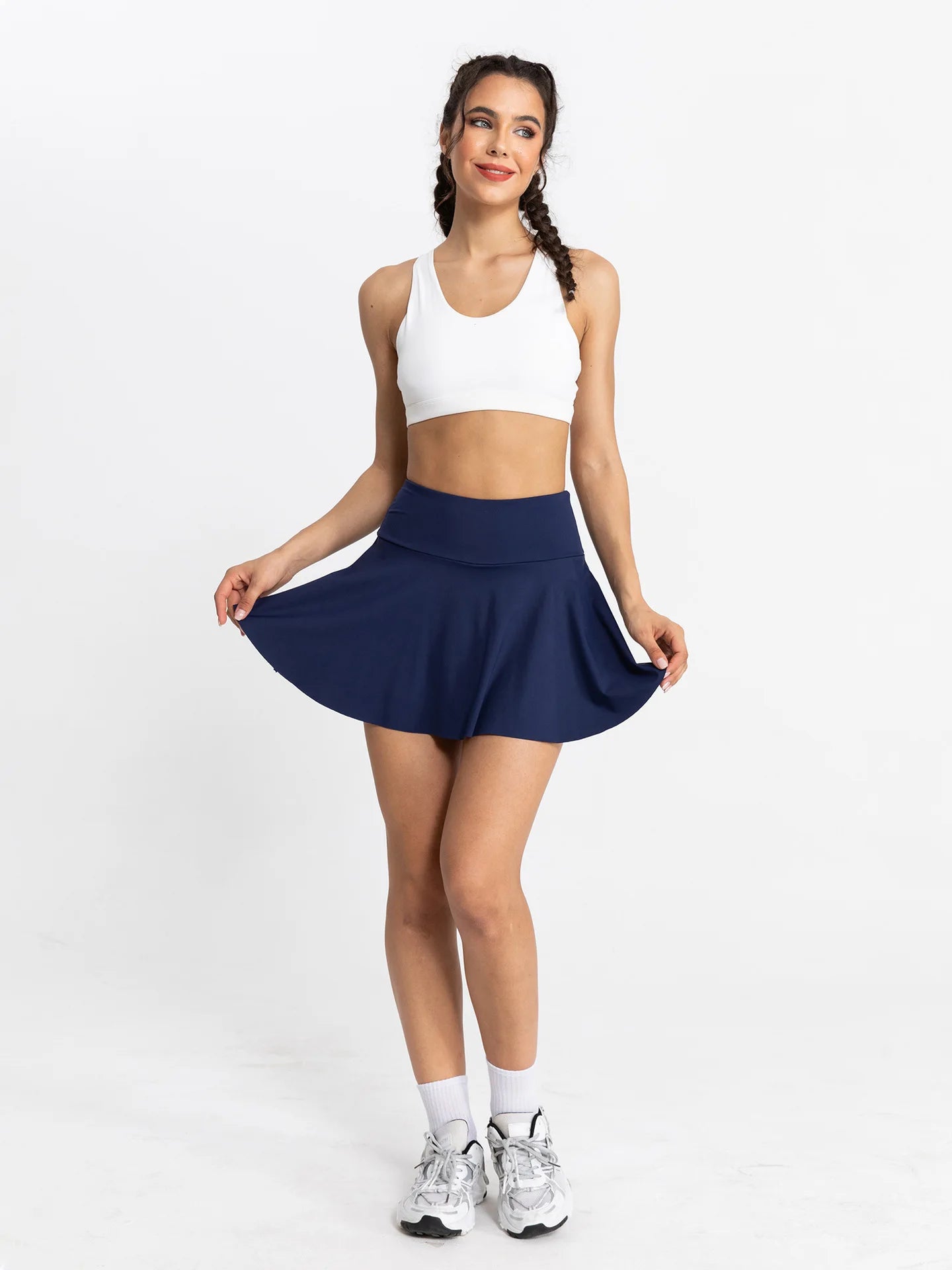 Women Tennis Skirt Sport Golf Ruffled Skirt With Shorts Fake Two Pieces Fitness Golf Wear High Waist Breathable Dance Yoga Skort - reetell