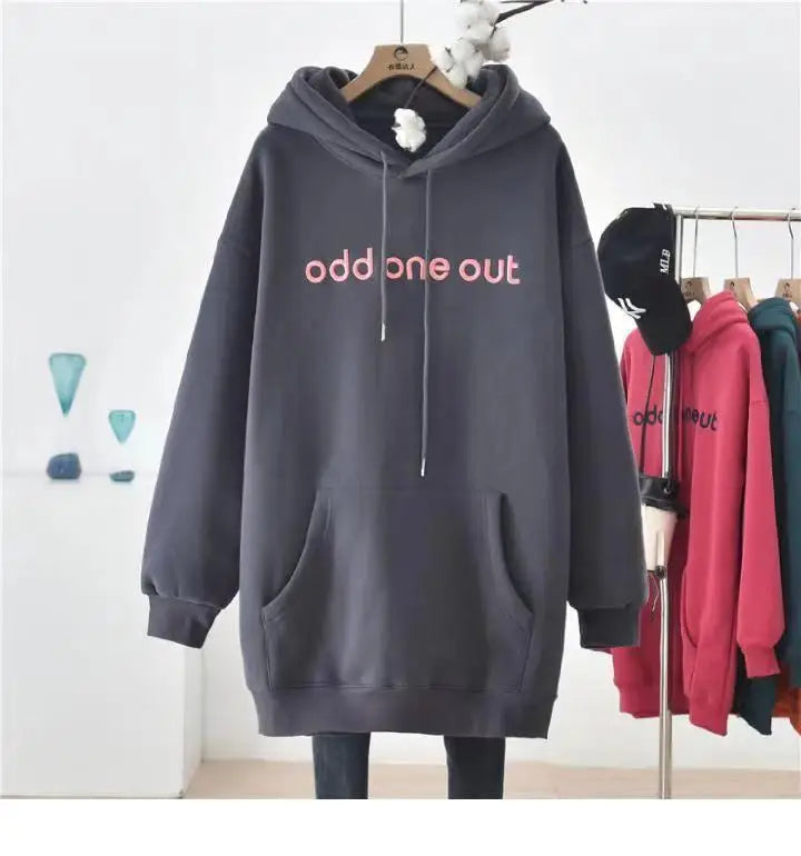 Autumn and Winter New Simplicity Versatile Temperament Women's Clothing Fashion Drawstring Letter Printing Long Sleeve Hoodie - reetell