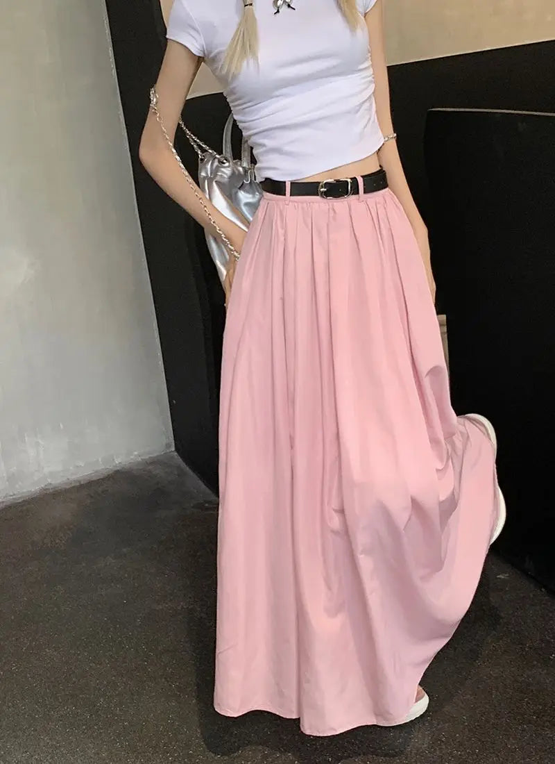 Y2K American Vintage Skirt Women Side Striped Designer Parachute Cargo Skirts Korean Casual Loose Drawstring Aesthetics Skirts - reetell