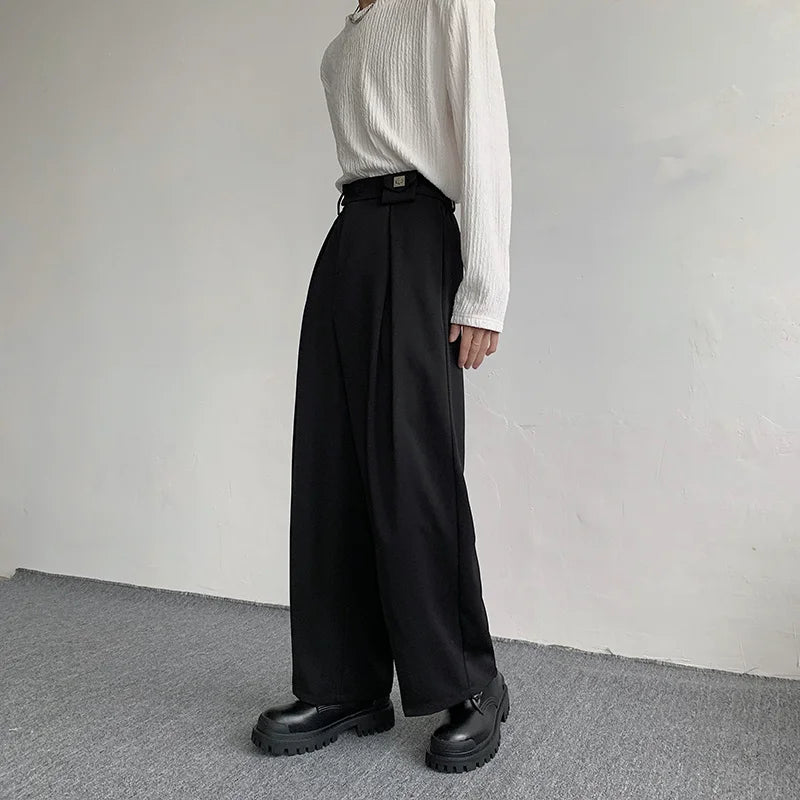 2023 New Black Suit Pants Men Fashion Social Mens Dress Pants Korean Loose Oversized Wide Leg Pants Mens Formal Trousers M-2XL - reetell