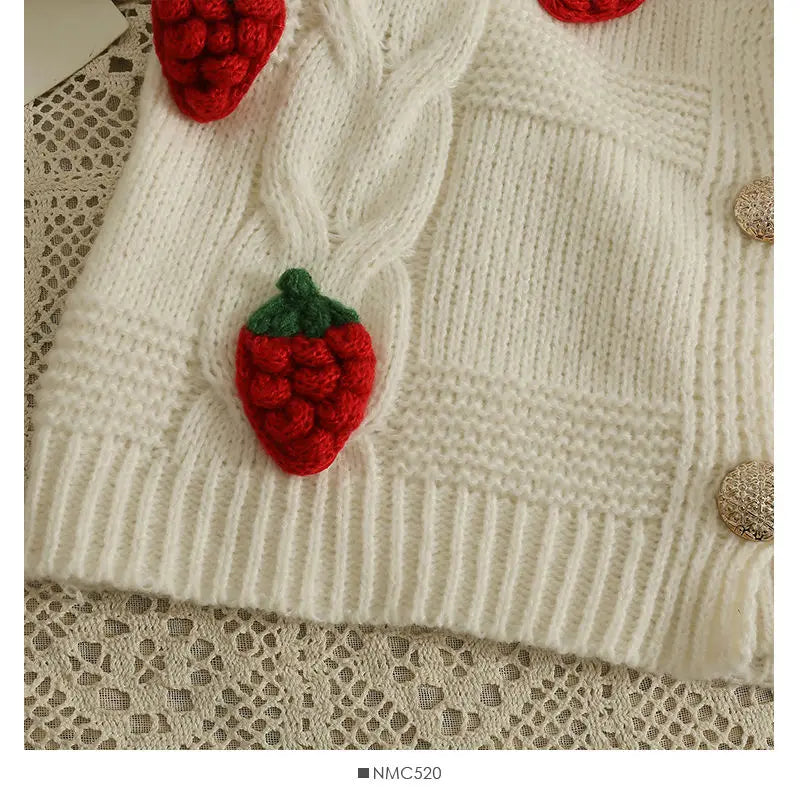 Strawberry Spliced Cardigan Women Knitting All-match Stylish Кардиган Женский Long Sleeve Sweaters Ropa Mujer Elegant Ulzzang - reetell