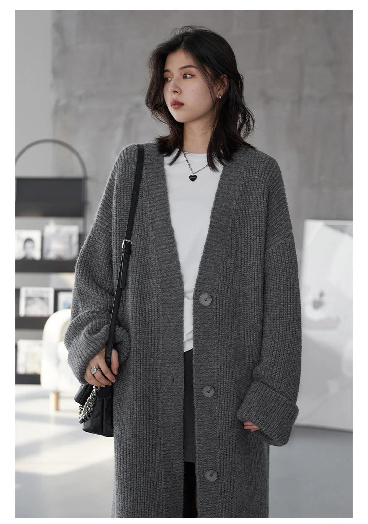 CHIC VEN Fashion Women Cardigan Solid Single Breasted New Loose Long Casual Knitted Sweater Female Jumpers Spring Autumn 2024 - reetell