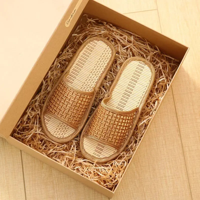 men women Bamboo rattan grass summer home lovers straw mat slippers indoor thickened softwood floor home sandals