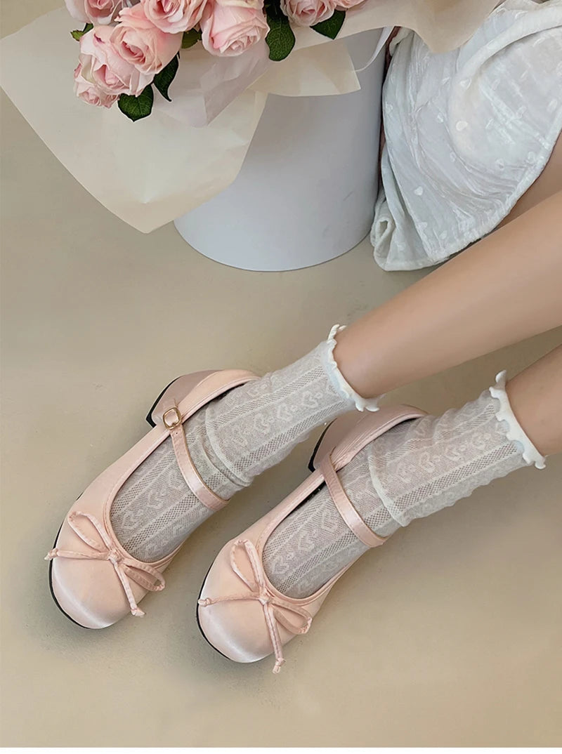 2024 Spring Autumn Mary Jane Shoes Fashion Shallow Round Toe Mid Heel Shoes Ladies Elegant Outdoor Single Pumps Shoes