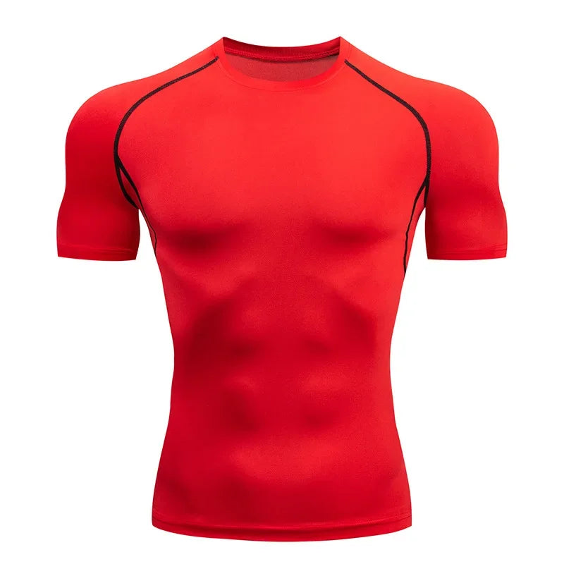 Men's Compression Shirts Summer Short Sleeves Tees T-shirt Gym Workout Fitness Running Tops Undershirts Baselayer Sportswear