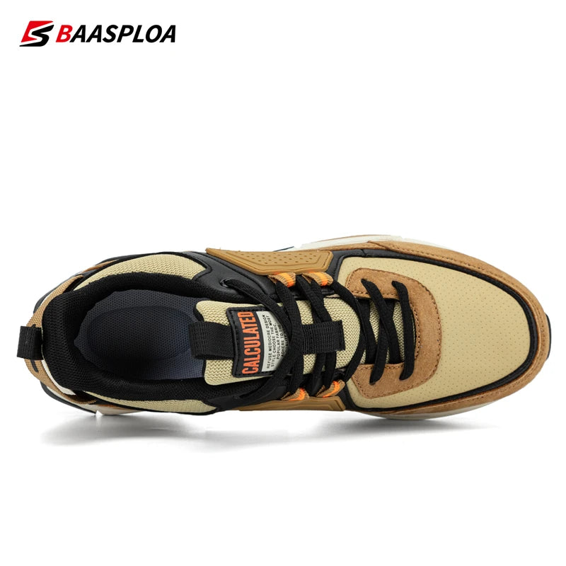 Baasploa Men Casual Waterproof Running Shoes Fashion Leather Skateboard Shoes Non-slip Wear-resistant Male Sport Shoes New - reetell