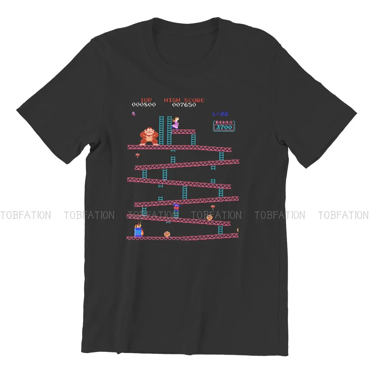 Donkey Kong Game 100% Cotton TShirts High Score  Personalize Men's T Shirt Funny Tops 6XL - reetell