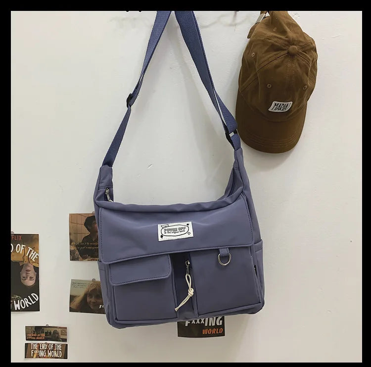 Korean Ulzzang Messenger Bag Women New 2023 Nylon Bags Multipockets Crossbody Bags For Women School Book Shoulder Bag Girls Sac - reetell