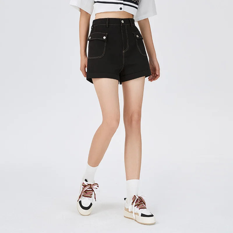 Semir Casual Pants Women Cargo Pants Simple And Handsome 2024 Summer New Pure Cotton A-Line Shorts Versatile - reetell