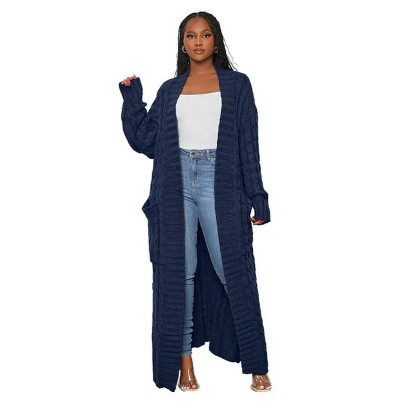 Fashion Women Sweaters 2023 Autumn Winter Solid Knitted Cardigan Loose Long Coat Top Oversized Cardigan Womens Clothing - reetell