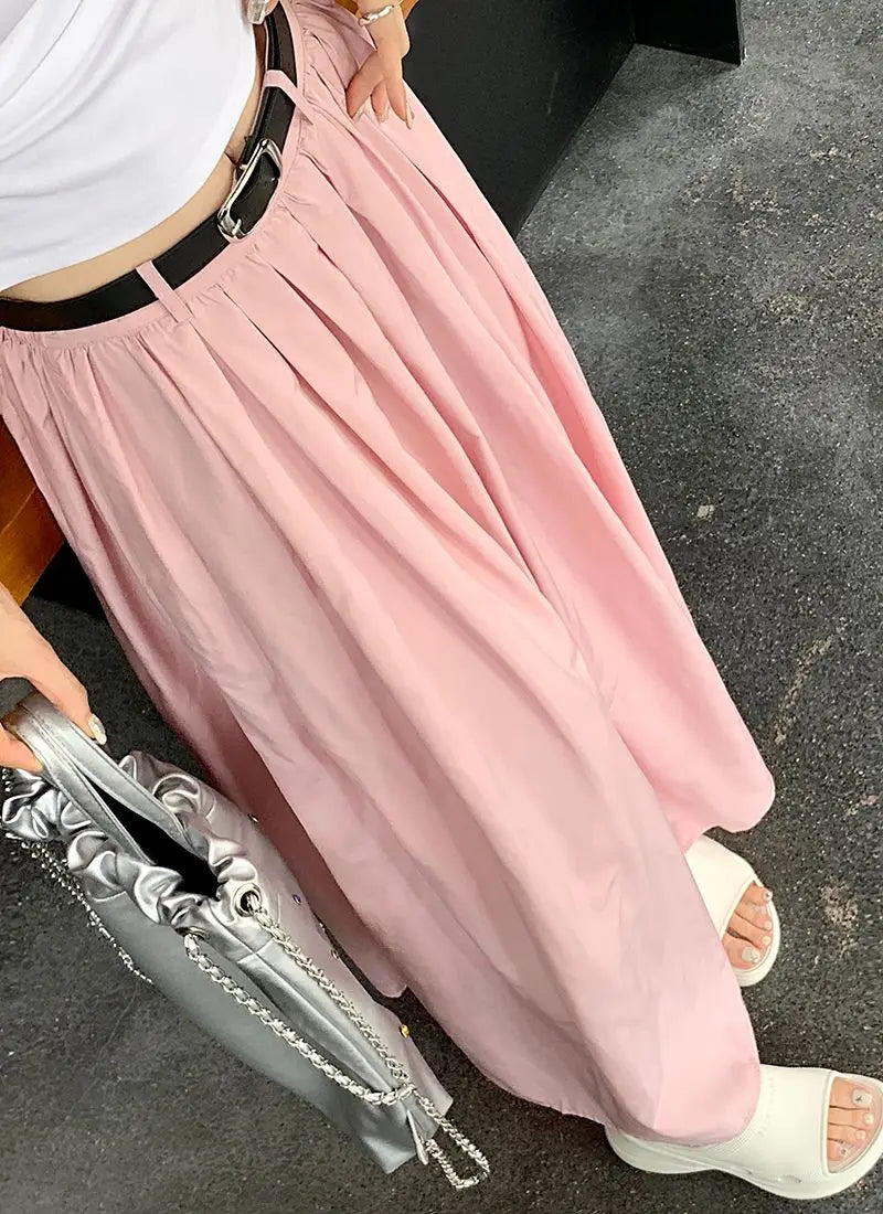 Y2K American Vintage Skirt Women Side Striped Designer Parachute Cargo Skirts Korean Casual Loose Drawstring Aesthetics Skirts - reetell