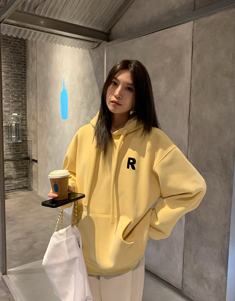 Autumn Womens Clothing Vintage Casual Street Sweatshirt Y2K Hooded Letter Printing Pullover Long Sleeves Oversize Ladies Tops - reetell